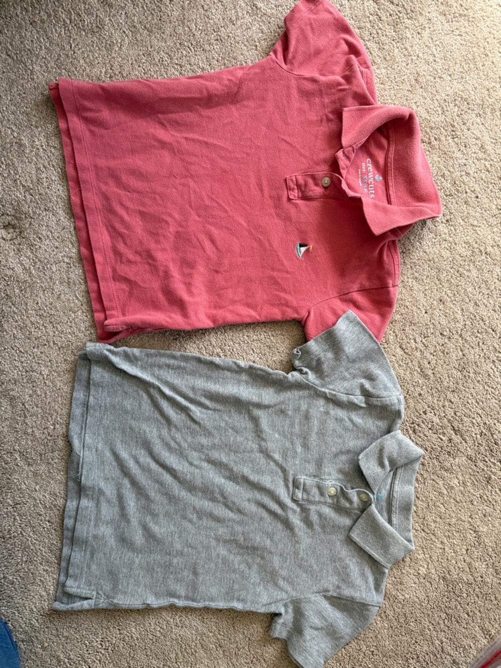 Crew Cuts Coral Polo Shirt with Small Embroidered Logo and Crew Cuts gray polo
